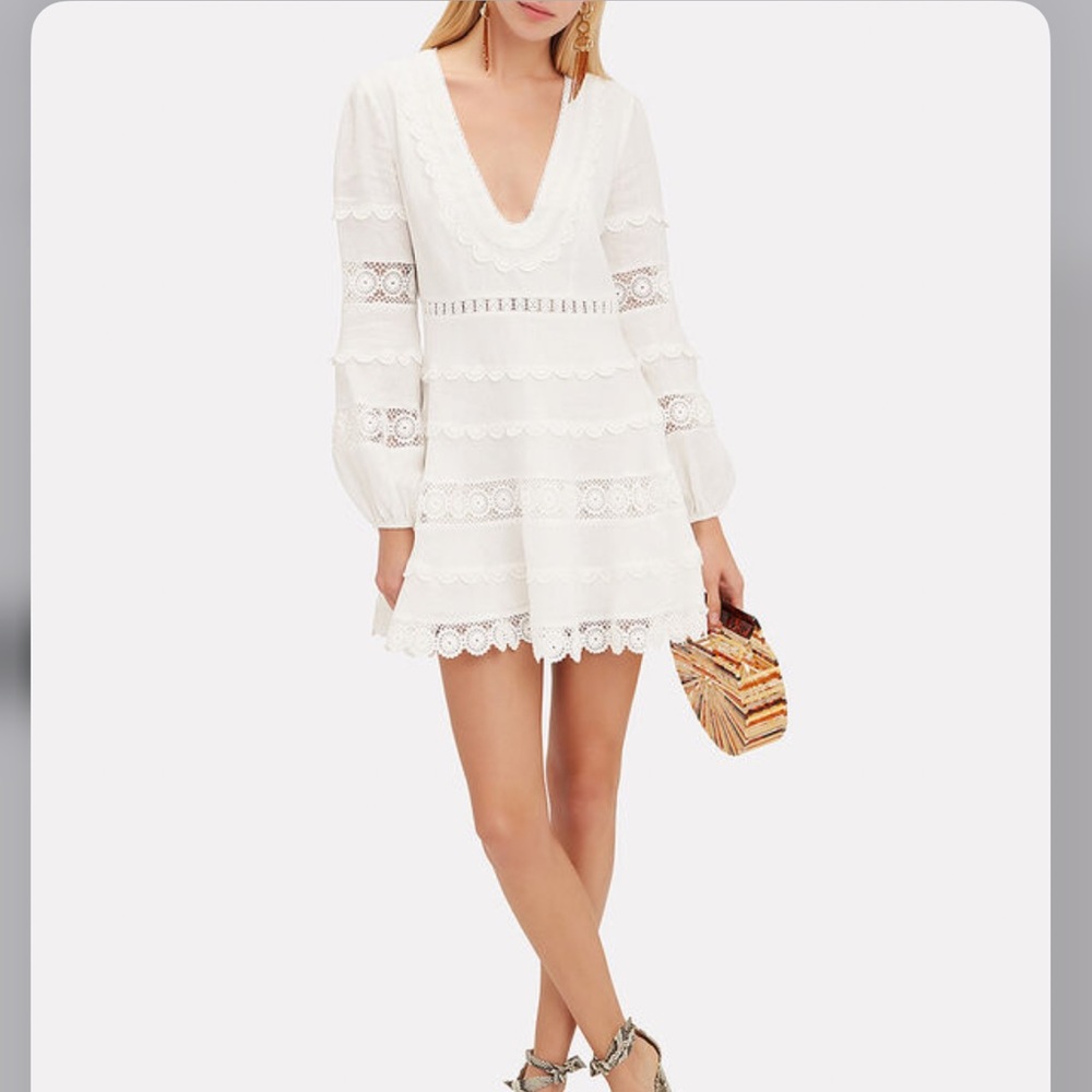 ZIMMERMANN Castile Plunge Mini Dress Linen